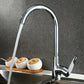 Kitchen Sink Faucet + Two Hoses + Two Angle Valves Chrome Finish for Hot &amp; Cold Water