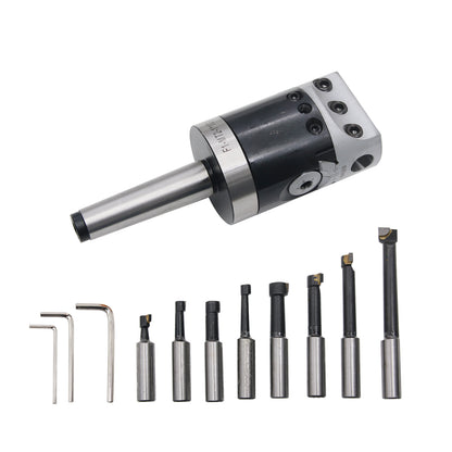 Milling Machine MT2-M10 F1-12 50mm Boring Head w/9PCS 12mm Boring Bars Set + Case