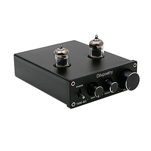 6J1 Tube Preamp HiFi Stereo Tube Preamplifier Treble Bass Tone Control TUBE-6J1 Black Front Panel