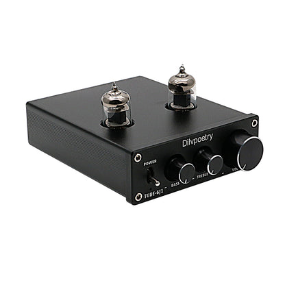 6J1 Tube Preamp HiFi Stereo Tube Preamplifier Treble Bass Tone Control TUBE-6J1 Black Front Panel