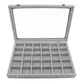 L Jewelry Display Tray Jewelry Display Case Earrings Rings Velvet Organizer Clear Glass Lid +12Grids