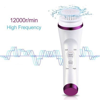 Ultrasonic Electrical Facial Cleansing Brush Rechargeable Waterproof Facial Beauty Massager Purple