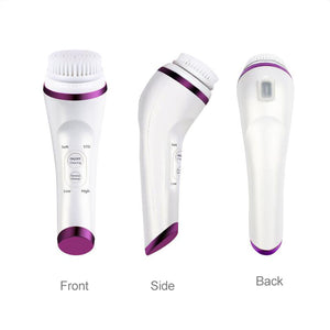 Ultrasonic Electrical Facial Cleansing Brush Rechargeable Waterproof Facial Beauty Massager Purple