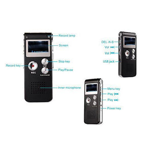 Mini Voice Recorder Digital USB Voice Recorder 8GB Dictaphone MP3 Player Black 609