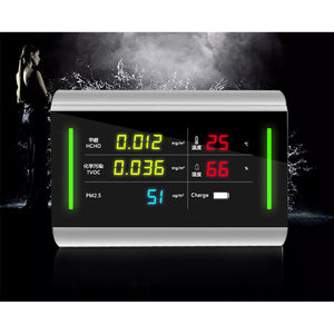 6 In 1 Air Quality Monitor PM2.5 HCHO TVOC Temperature Humidity Power Indicator