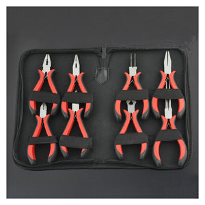 8pcs Mini Pliers 4.5Inch Jewelers Pliers w/Storage Bag for Fishing Jewelry Making Beading Wire DIY