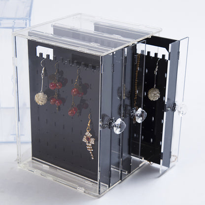 3-Drawer Acrylic Earring Display Stands Jewelry Display Stand w/ Black Panels for 108 Pairs Earrings