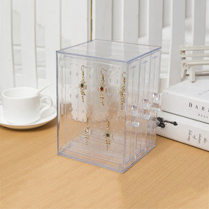 3-Drawer Acrylic Earring Display Stands Jewelry Display Stand w/ Clear Panels for 108 Pairs Earrings