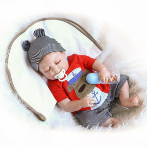 23'' NPK Reborn Baby Dolls Silicone Full Body Sleeping Doll Soft Vinyl Lifelike Newborn Boy