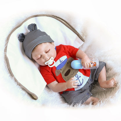 23'' NPK Reborn Baby Dolls Silicone Full Body Sleeping Doll Soft Vinyl Lifelike Newborn Boy