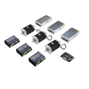 Nema34 Kit 3Axis (3 34HS9840 Stepper Motors+3 DM860A Drivers+3 350W-60V Power Supply+Breakout Board)