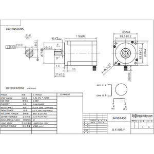 3pcs Nema 34 Stepper Motor 34HS1456 CNC Stepper Motor Kit