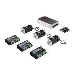 3 Axis Nema23 Kit (3 23HS9430 Stepper Motors+3 DM542A Drivers+350W 36V Power Supply+Breakout Board)