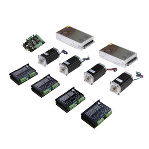 4 Axis Nema23 Kit (4 23HS9430B Stepper Motors+4 DM542A Drivers+2 350W 36V Power Supply+Breakout Board)