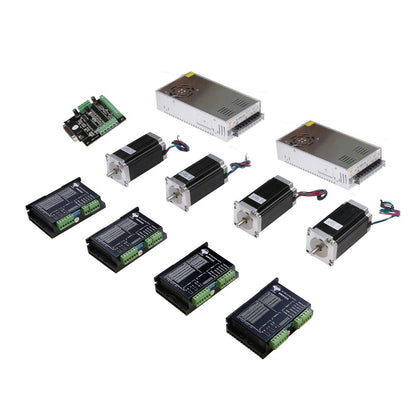 4 Axis Nema23 Kit (4 23HS9430B Stepper Motors+4 DM542A Drivers+2 350W 36V Power Supply+Breakout Board)