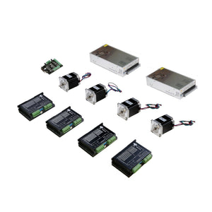 4Axis Nema23 Kit (4 23HS8430 Stepper Motors+4 DM542A Drivers+2 350W-36V Power Supply+Breakout Board)