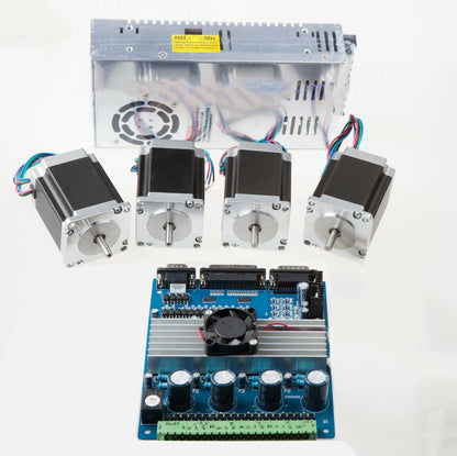 4 Axis Nema 23 Kit (4pcs 23HS8610 Stepper Motors + 4-Axis Driver Board + 200W-24V Power Supply)