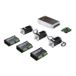 3Axis Nema23 Kit (3 23HS9430B Motors Dual Shaft+3 DM542A Drivers+350W-36V Power Supply+Breakout Board)
