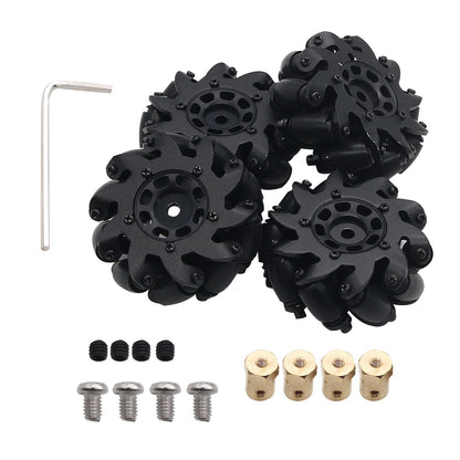 4pcs/Set 60mm Mecanum Wheels Aluminum Alloy Omini Wheel with Coupling for 4WD Robot Car
