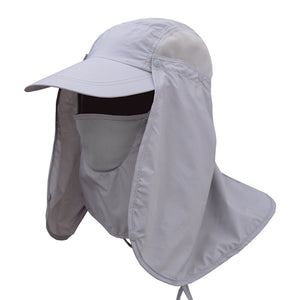 Outdoor Sun Hat with Neck Flap for Men 360° UV Protection Removable Neck Flap Fishing Hunting Hiking