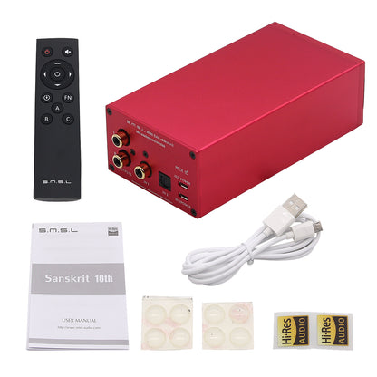 SMSL DAC Mini USB DAC DSD AK4490 DSD256 DAC Support OTG with Remote Control Sanskrit 10th Red