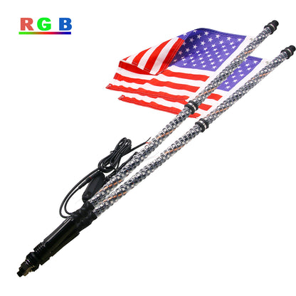 2pcs 4FT/1.2M RGB LED Whip 360° Spiral &amp; Quick Release Base Remote Control for ATV UTV NA101