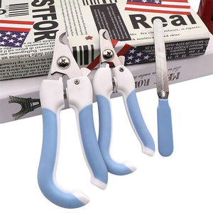 Professional Dog Nail Clipper Cat Pet Nail Clippers Trimmer with Safety Lock + Nail File Blue L Size