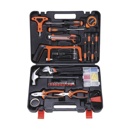 82Pcs Hardware Tool Kit Car Tool Wrench Socket Pliers Hammer Hacksaw+ Carry Box Home