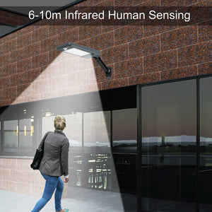 60 LED Solar Motion Sensor Light Outdoor Remote Control Waterproof Adjustable Three Modes for Garden