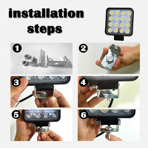 1pc 48W 4800LM Off-road Spotlight LED Work Light for Truck Jeep ATV SUV Boat Most Vehicles