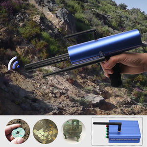 AKS Long Range Gold Metal Detector Gems Diamond Finder Blue w/ Six Antennas Cardboard Box Packing