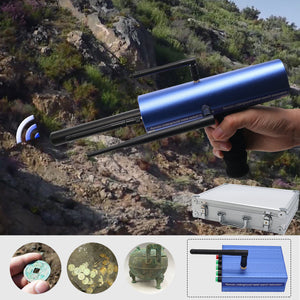 AKS Long Range Gold Metal Detector Gems Diamond Finder Blue w/ Six Antennas Aluminum Carry Case