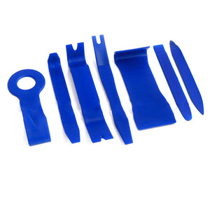 7pcs Blue Car Trim Removal Tool Set Kit for Audio System Panel Dashboard Thick PE Bag Packing