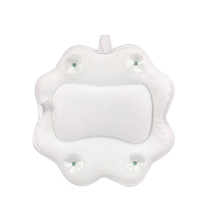 Non-Slip Spa Bathtub Pillow Sunflower Shape Machine Washable 5D Air Mesh w/ Suction Cups Hook White