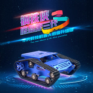 Tracked Tank Chassis CNC RC Tank Chassis Aluminum Alloy for Arduino DIY Unfinished Blue