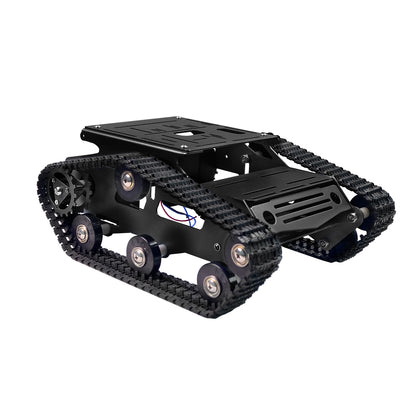 Tracked Tank Chassis CNC RC Tank Chassis Aluminum Alloy for Arduino DIY Unfinished Black