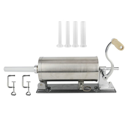6LBS Sausage Stuffer Homemade Stainless Steel Sausage Maker + 4 Stuffer Tubes + 2 Clamps MF-2006P