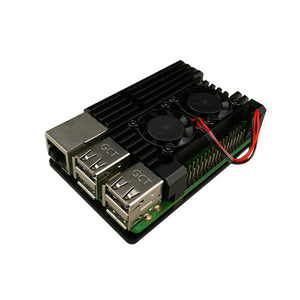 Black Dual Fan Version for Raspberry Pi Armor Case Aluminum Alloy Case for Raspberry Pi 3B/3B+