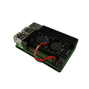 Black Dual Fan Version for Raspberry Pi Armor Case Aluminum Alloy Case for Raspberry Pi 3B/3B+