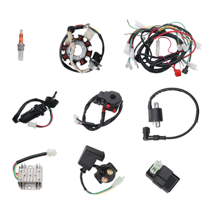 Complete ATV Wiring Harness Kit QUAD Go Kart Wiring Harness 8Pole Magneto Stator for CG125 150 250CC
