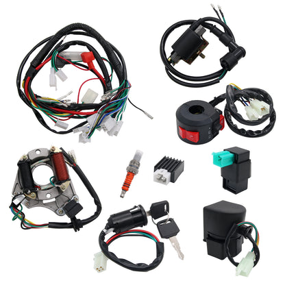 Set of ATV Wiring Harness QUAD Dune Buggy Wiring Harness CDI Electric Start for 50 70 90 110CC