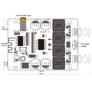 XH-M314 Bluetooth Amplifier Board 2*45W Stereo Audio Digital Amp Board Dual Channels TPA3118 Chip