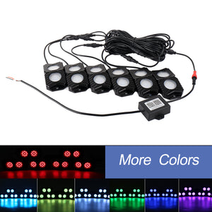 OL-19RGB06 RGB LED Rock Lights 6 Pods Mobile Phone Bluetooth Control for Jeep Truck ATV SUV Car Boat