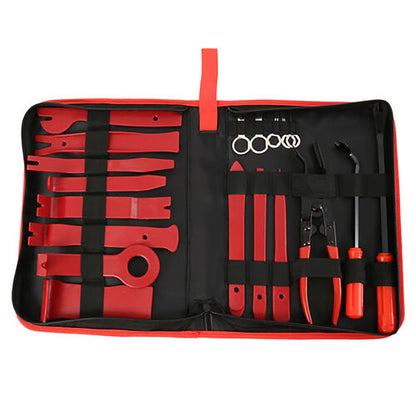 19pcs Car Trim Removal Tool Set Kit w/Bag Door Panel Dashboard Audio System Interior DIY Tools Red