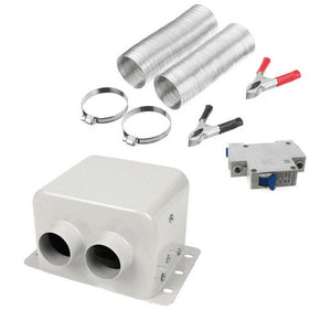 400W 12V Car Defroster Car Heater Fan 2 Air Outlet 90℃Winter Warmer w/Leakage Protection Switch