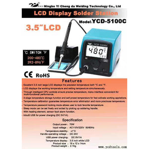 YCD-5100C Lead Free Soldering Station 3.5" LCD Display Switchable 200-480℃ &amp; 392-896℉