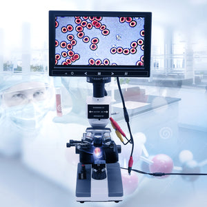 400X Blood Microscope Digital Microscope 5MP Pixel XSP116 + 9 Inch LCD Display + Aluminum Case