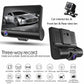 4" HD 1080P 3 Lens Car DVR Dash Cam Recorder 170° Vehicle Video Recorder Rearview Camera