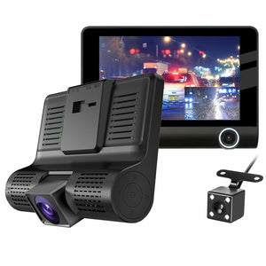 4" HD 1080P 3 Lens Car DVR Dash Cam Recorder 170° Vehicle Video Recorder Rearview Camera