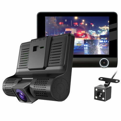 4" HD 1080P 3 Lens Car DVR Dash Cam Recorder 170° Vehicle Video Recorder Rearview Camera
